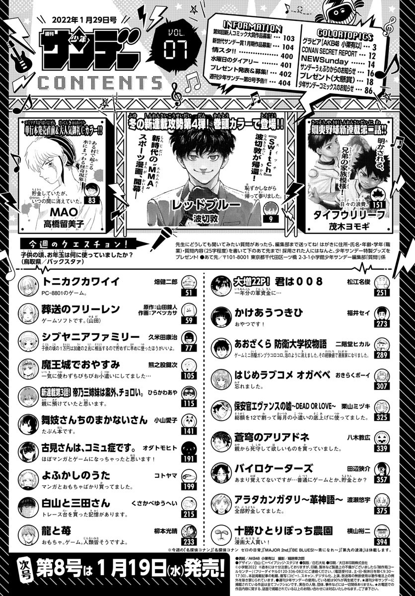 Weekly Shōnen Sunday - 週刊少年サンデー - Chapter 2022-07 - Page 2