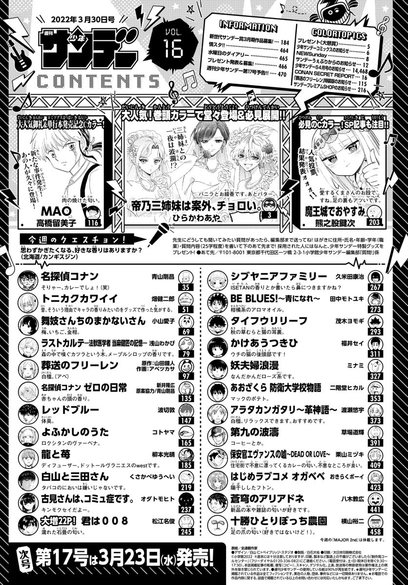 Weekly Shōnen Sunday - 週刊少年サンデー - Chapter 2022-16 - Page 2