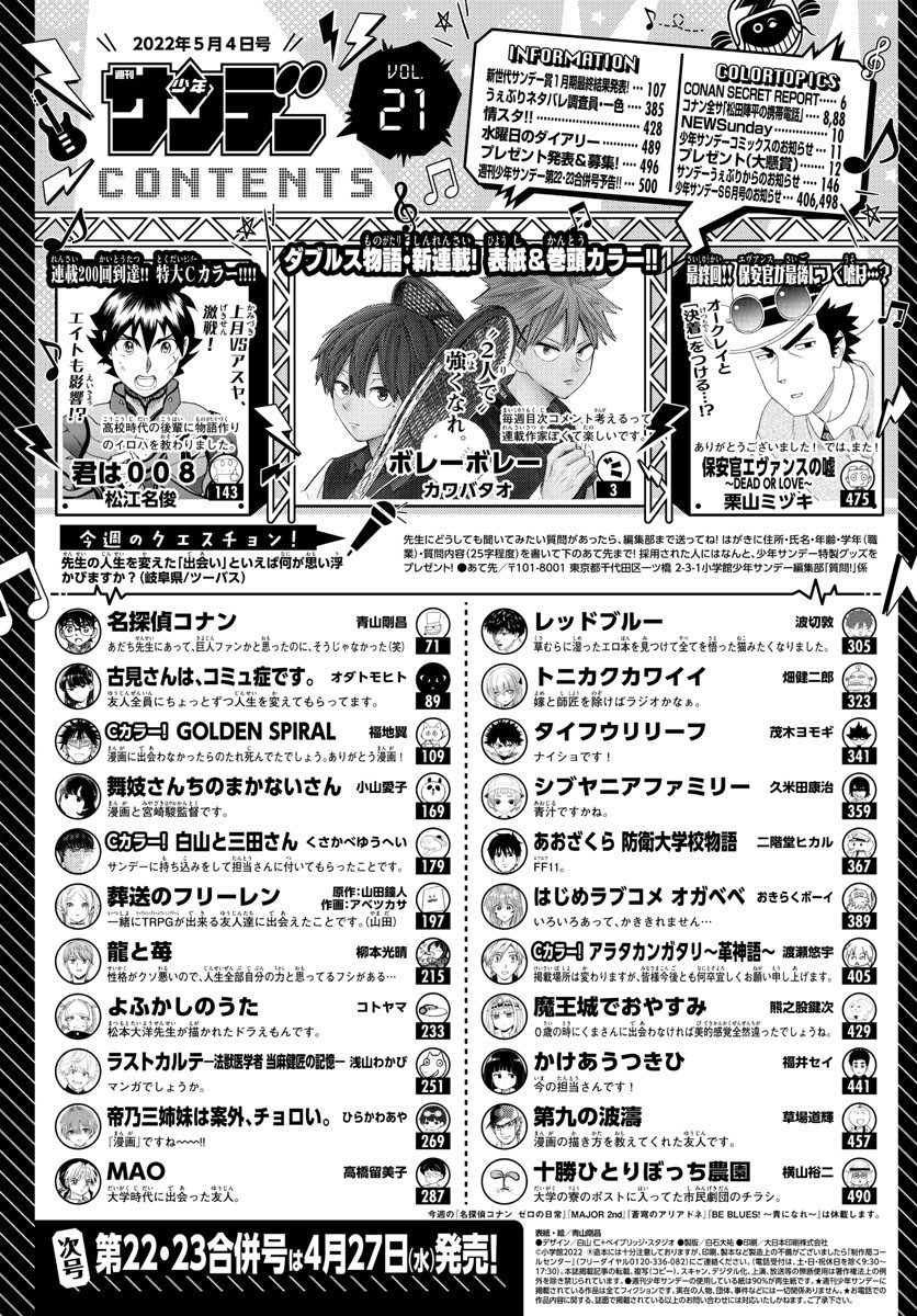 Weekly Shōnen Sunday - 週刊少年サンデー - Chapter 2022-21 - Page 495