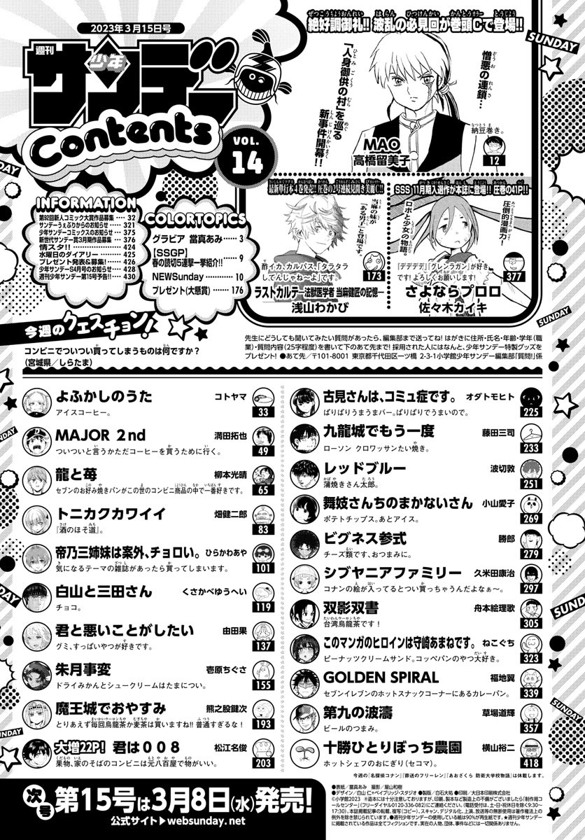 Weekly Shōnen Sunday - 週刊少年サンデー - Chapter 2023-14 - Page 2