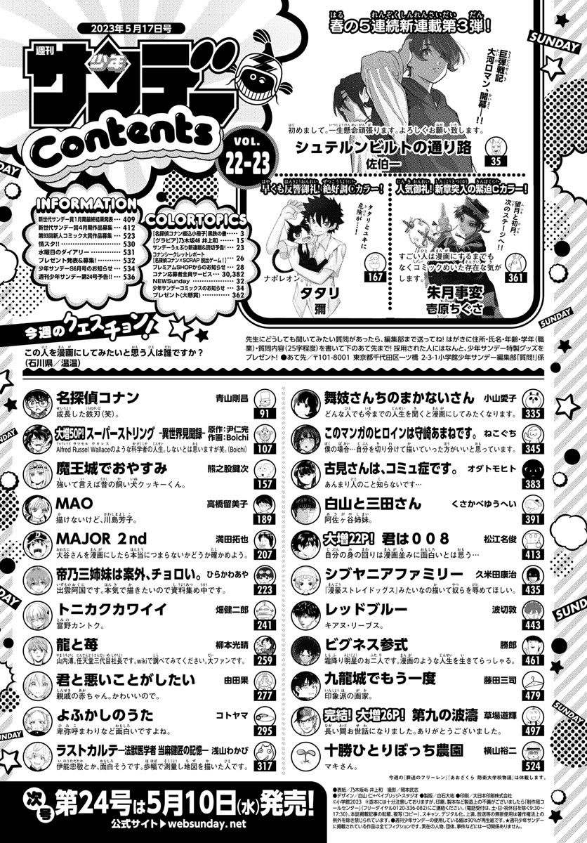 Weekly Shōnen Sunday - 週刊少年サンデー - Chapter 2023-22-23 - Page 2