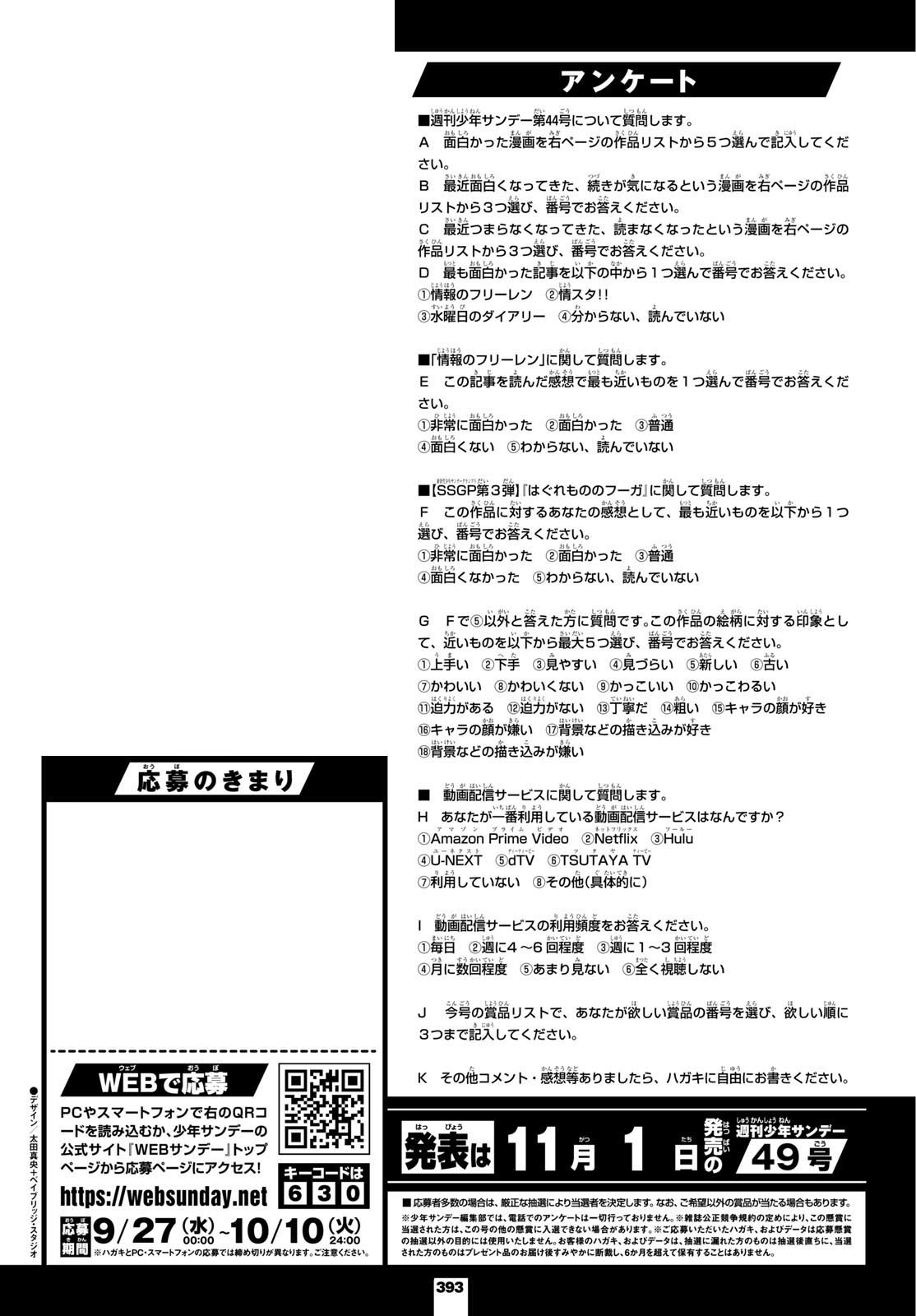 Weekly Shōnen Sunday - 週刊少年サンデー - Chapter 2023-44 - Page 388